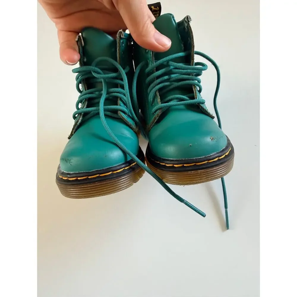Dr. Martens 1460 Toddler Boots Teal Green Side Zip